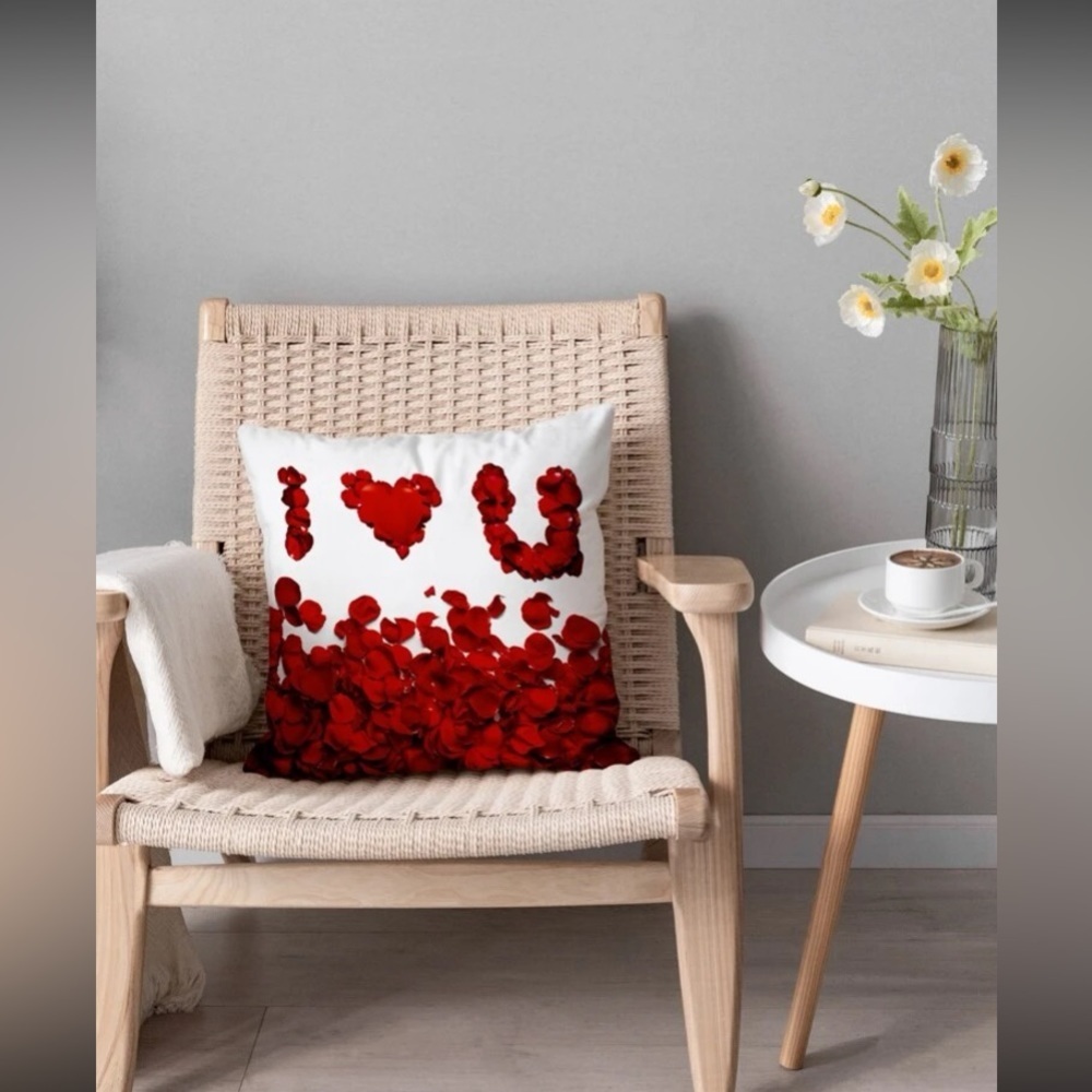 I love you Petal Print Cushion Cover Without Filler new